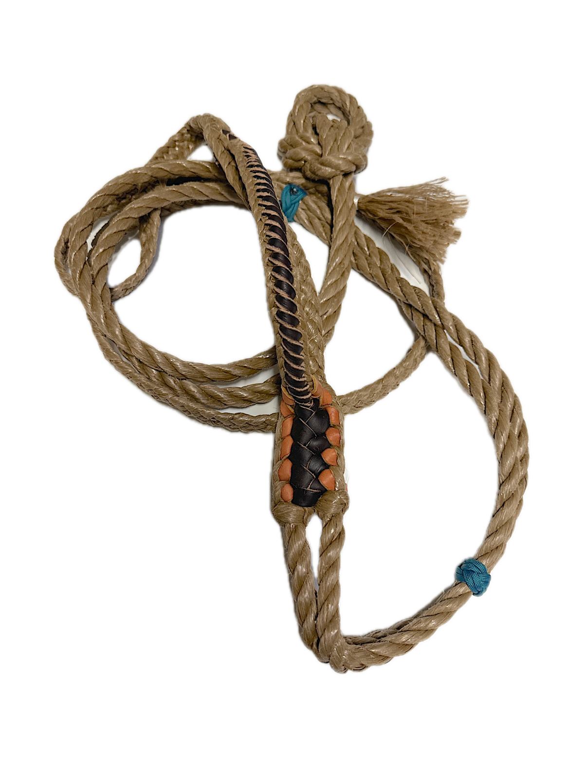 Steer rope right hand lace full leather length with Knot 10'6" bullriding rode