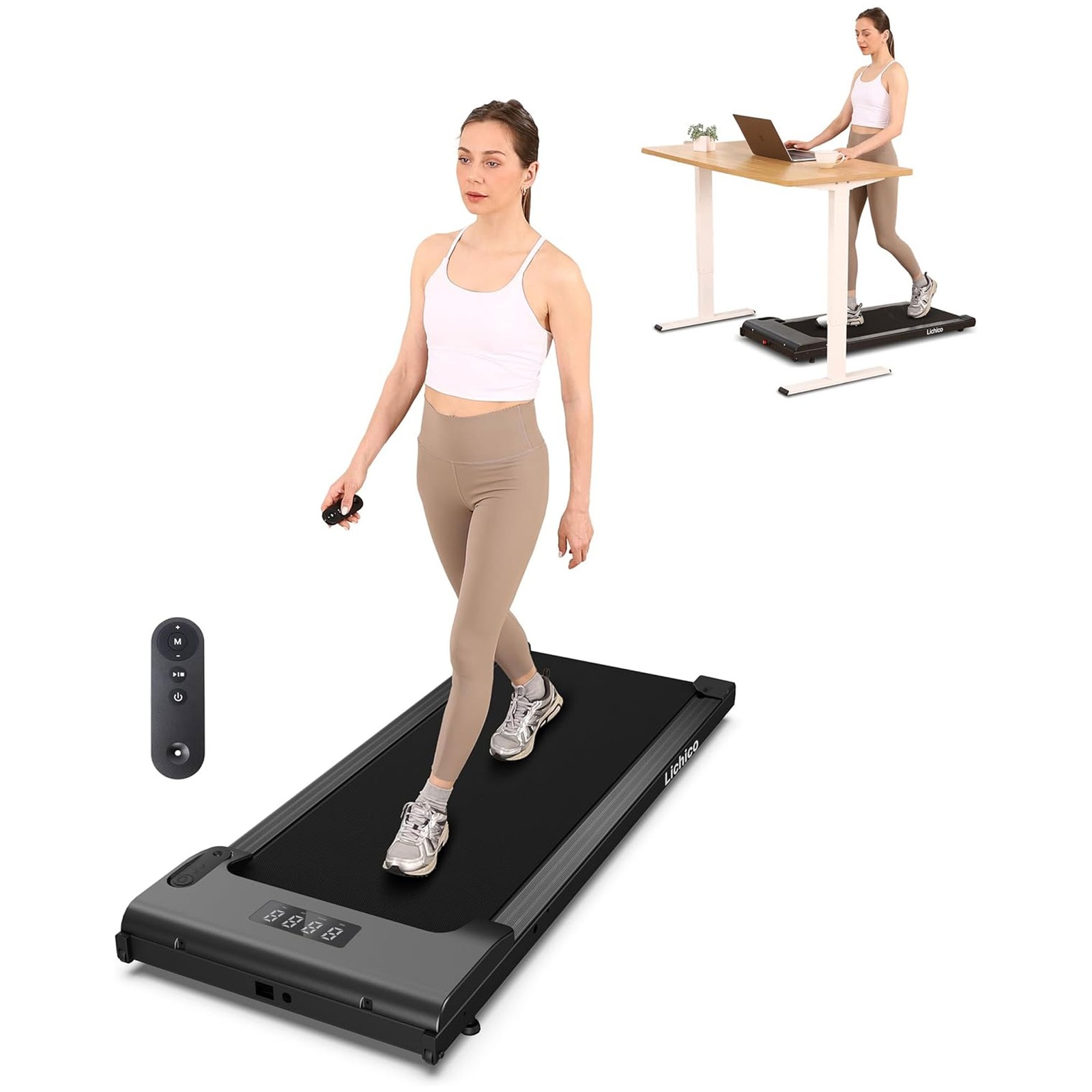Lichico Walking Pad Treadmill, Portable Exercise Machine with Remote (Open Box)