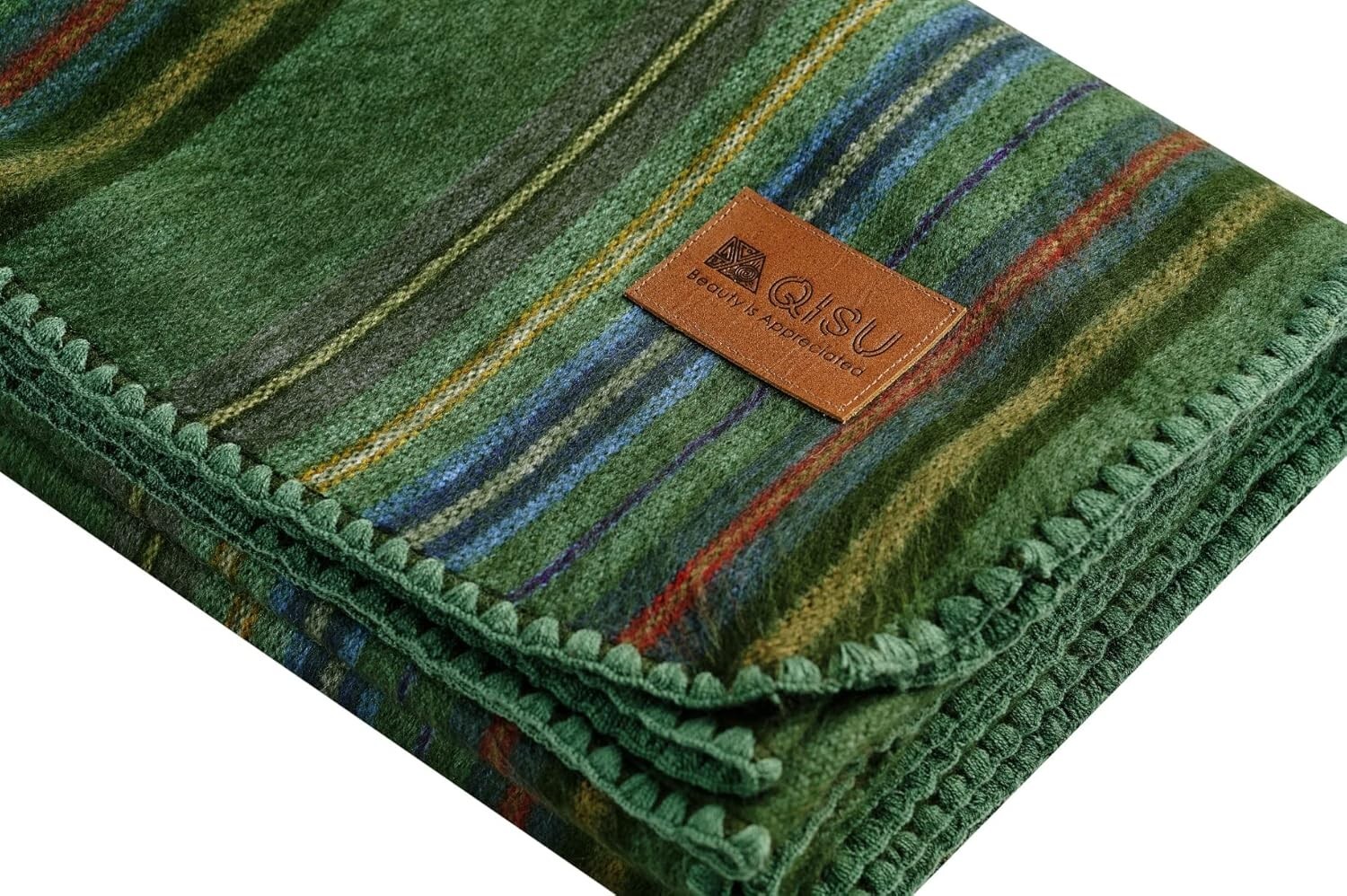QISU Alpaca Wool Blanket Throw | Large, Beautiful, Warm, Variegated | 85 x 65 in