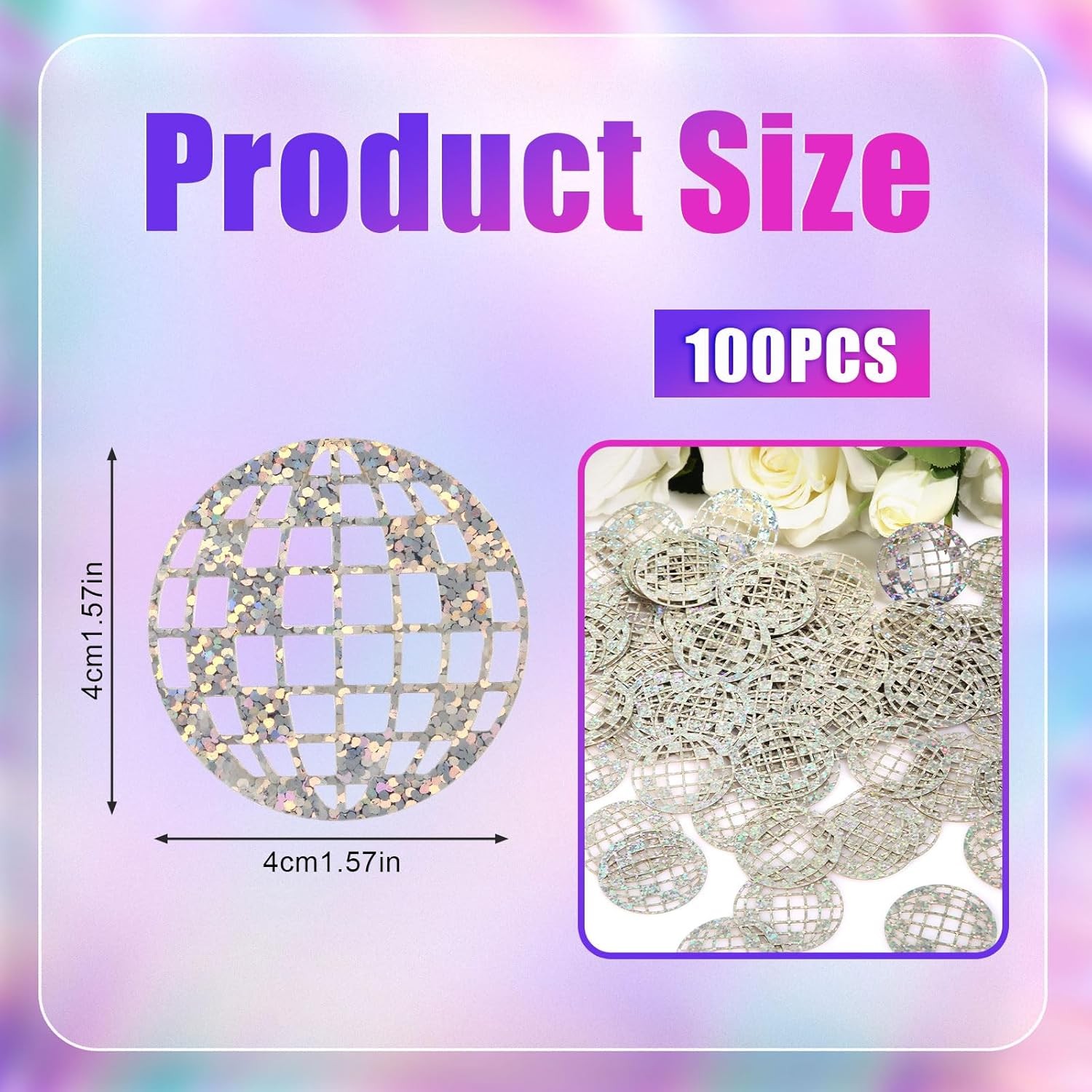 100pcs Glitter Disco Ball Table Confetti, Disco Theme Party Confetti for Bachelo