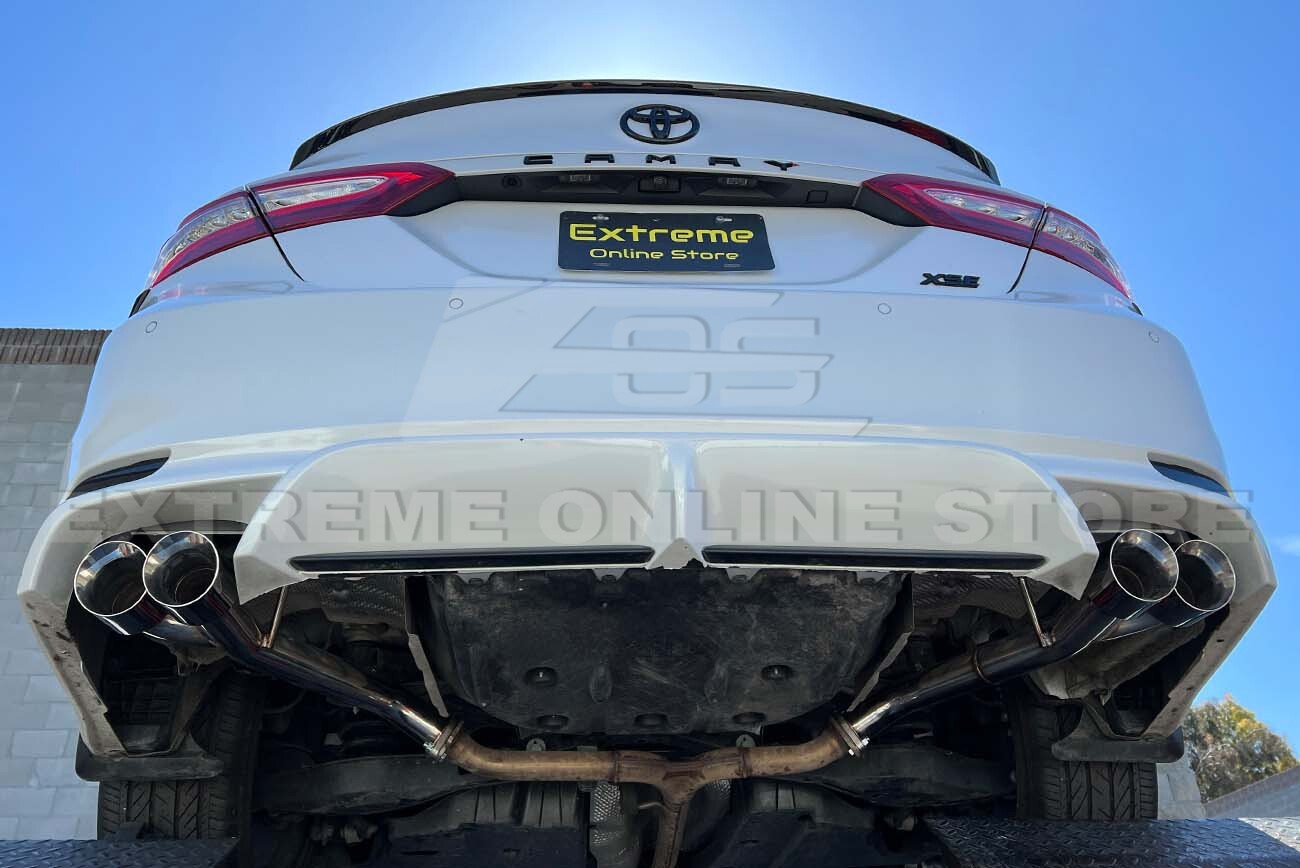 For 18-24 Toyota Camry T-304 Muffler Delete Quad Burnt Tips Axle Back Exhaust