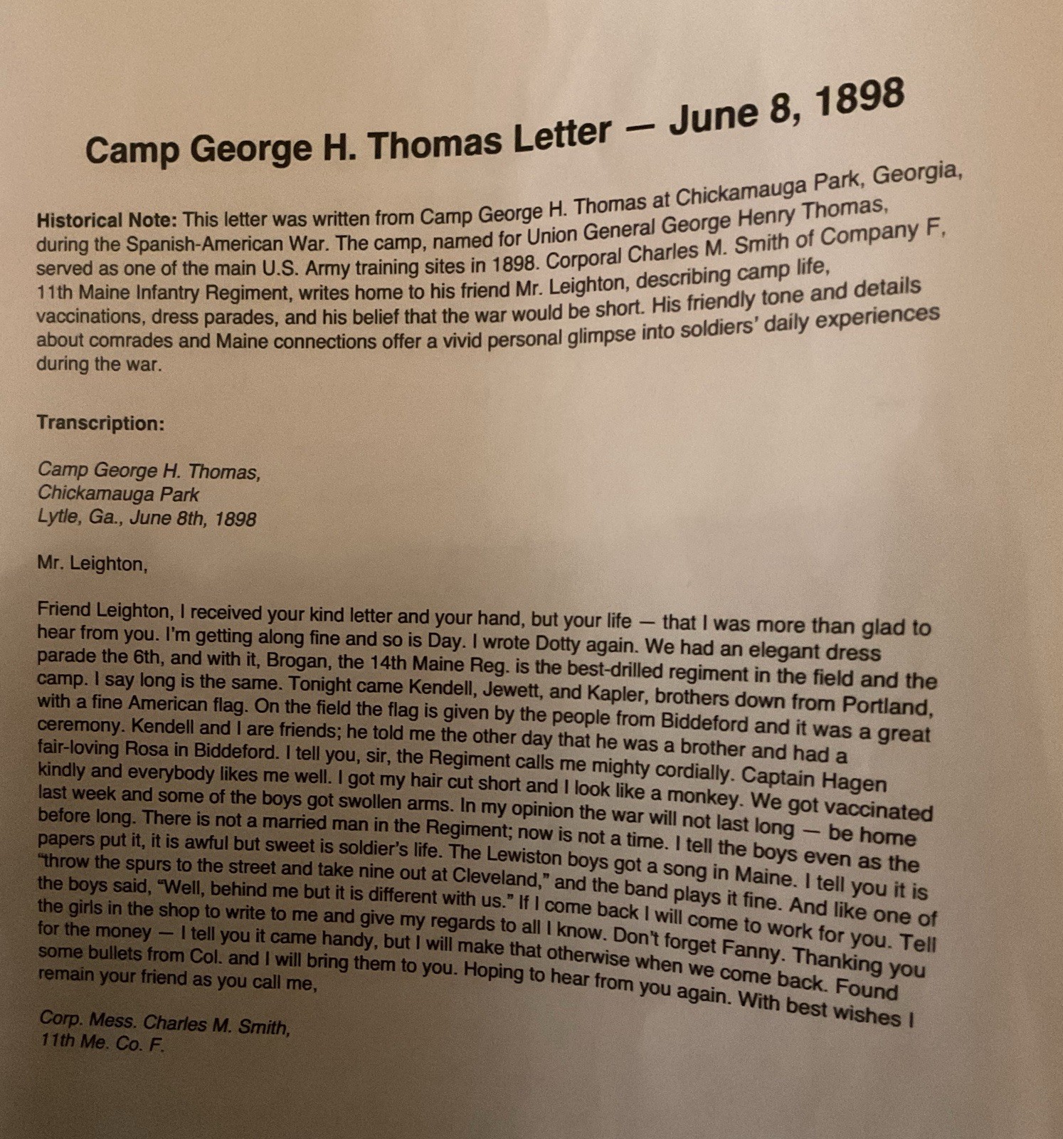 1898 Soldier Letters From Spanish-American War- Chickamauga , Georgia (3)