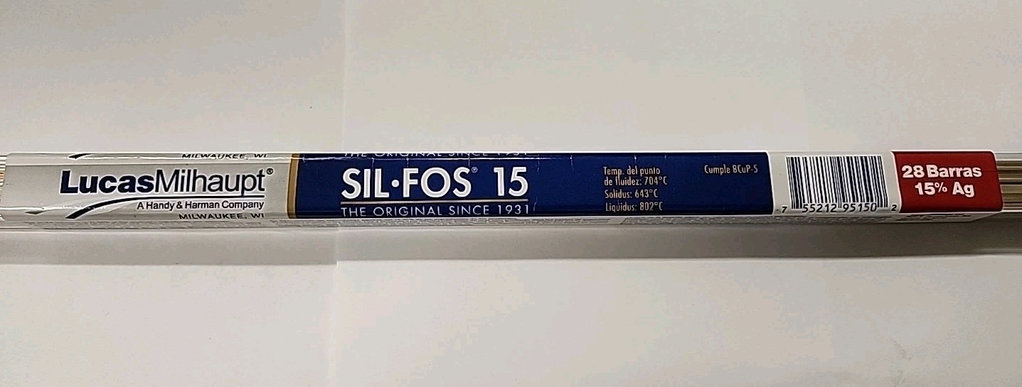 1 Lb Lucas Milhaupt Sil Fos Silvaloy 15% Silver Solder 28 brazing rods 95150