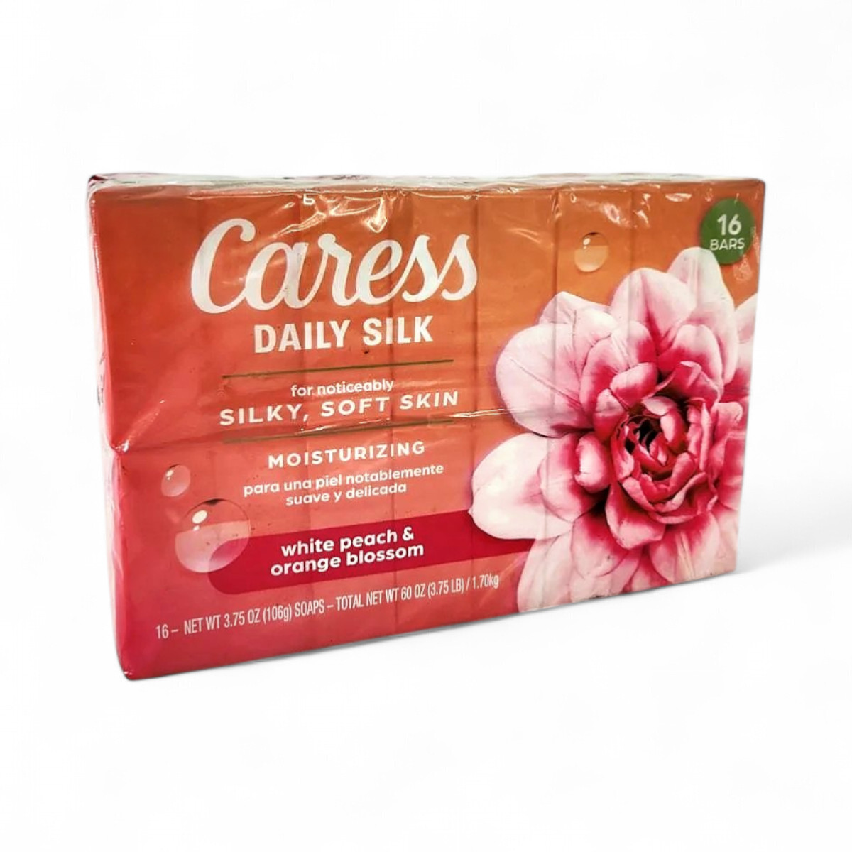 Caress Daily Silk Moisturizing Bar Soap, White Peach & Orange Blossom - 16 Count