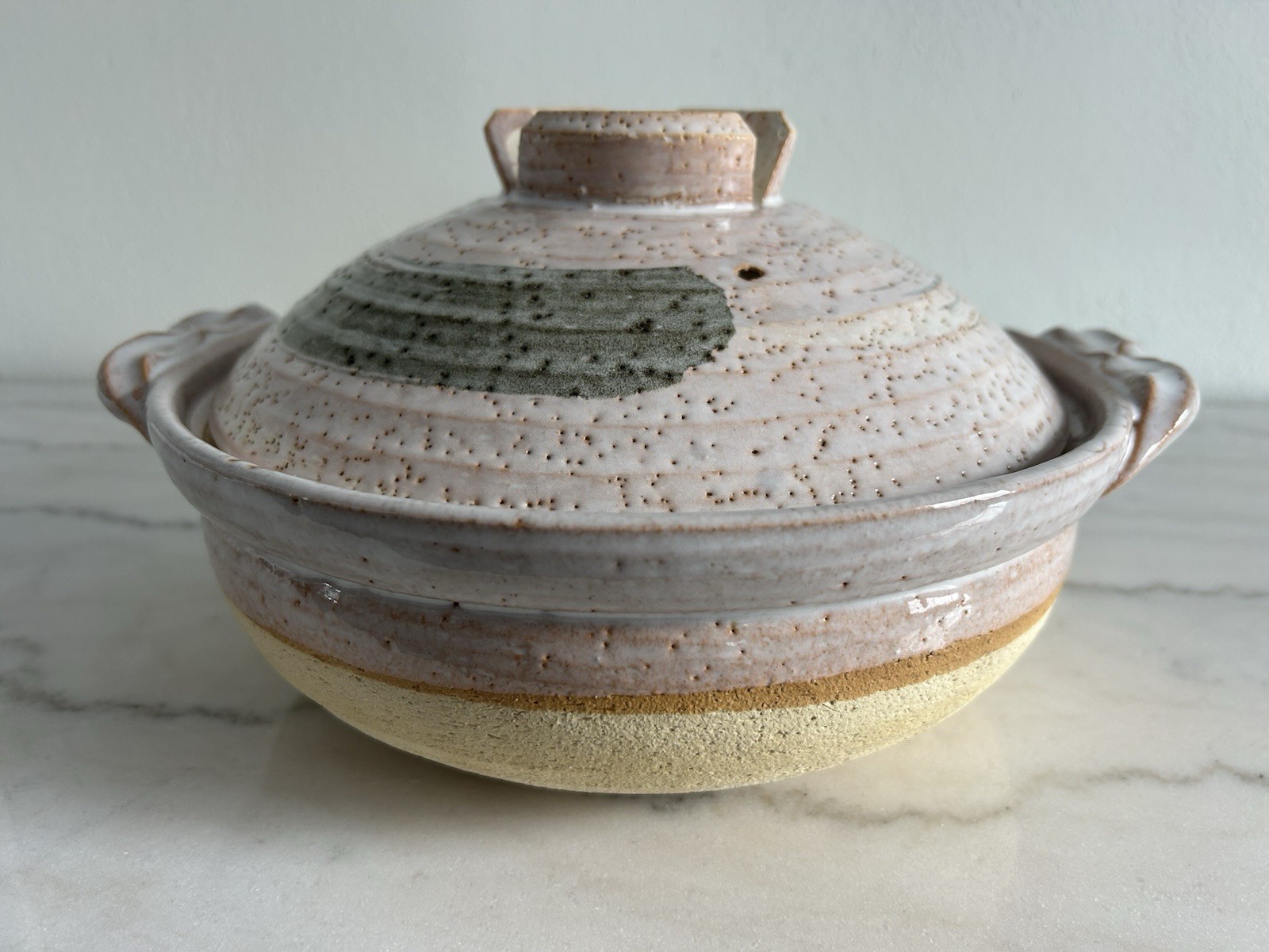 Large Vintage Japanese Banko Shino Ware Donabe Clay Earthenware Pot