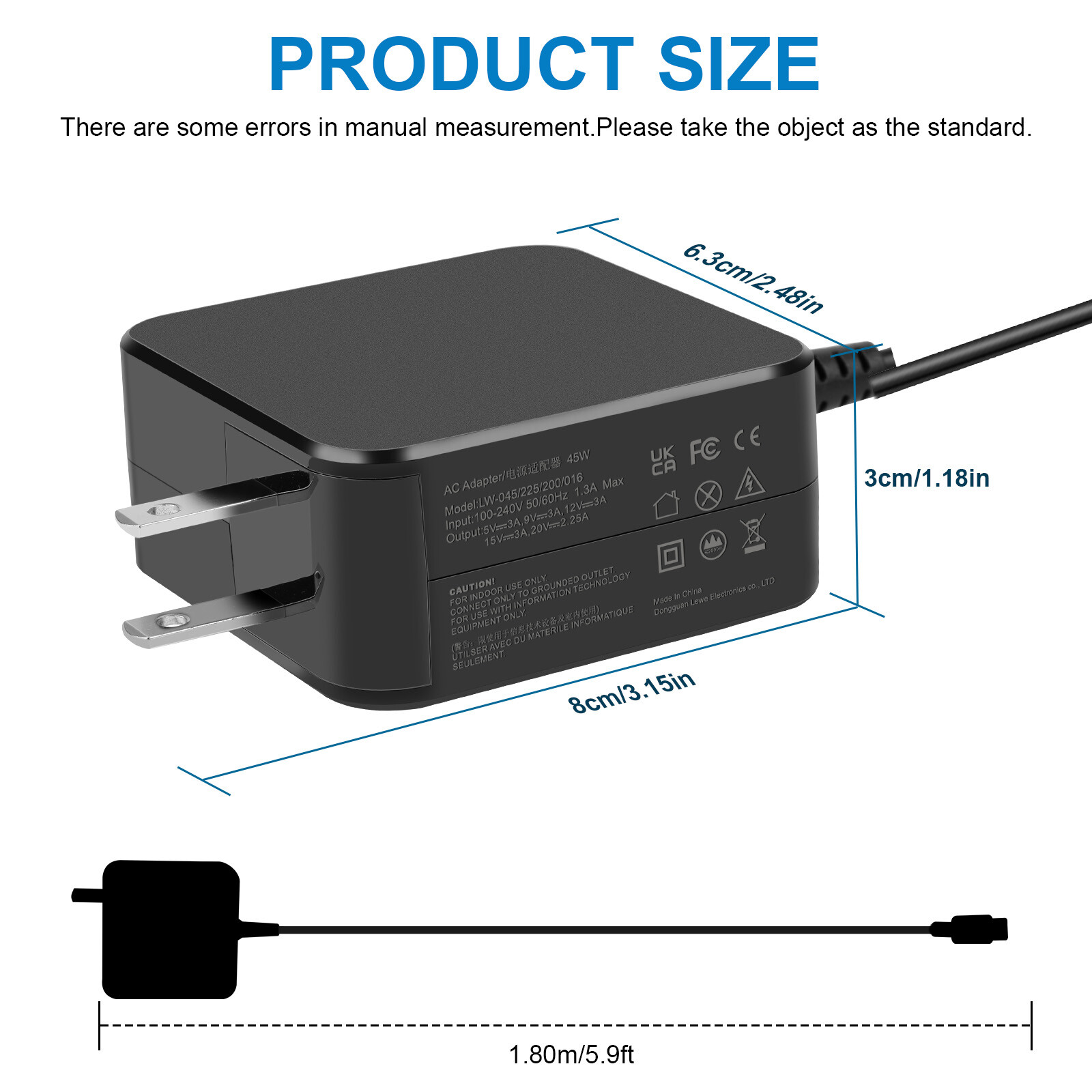 Steam Deck POWER SUPPLY W20-045N1A Charger 45W USB-C Charger Universal Laptop US