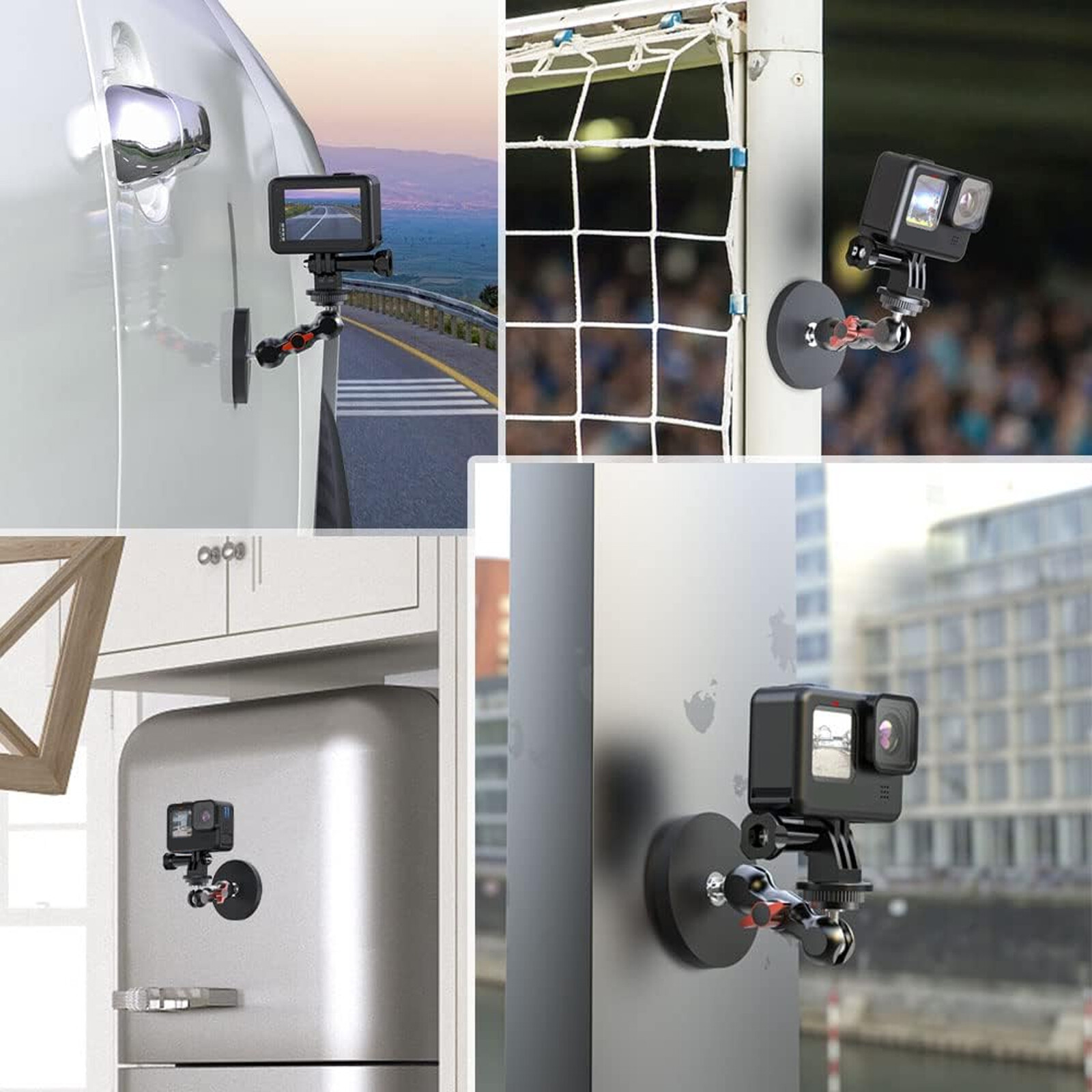 Strong Magnetic Camera Mount for GoPro 13/12 DJI AKASO with Rotation Ball Head