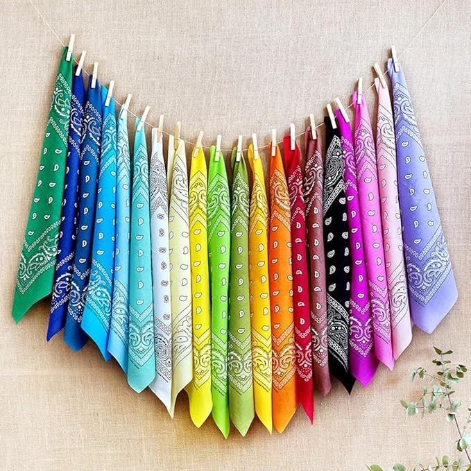 30PCS Bandanas Unisex Paisley Bandanas Bulk Multi-Purpose Headband Cowboy Hea...