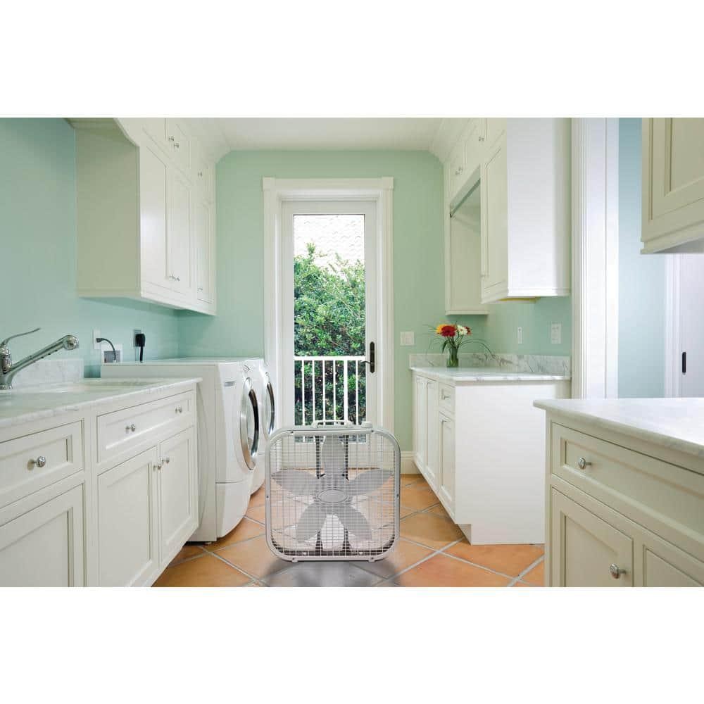 Lasko 20" Classic Box Fan with Weather-Resistant Motor, 3 Speeds - White