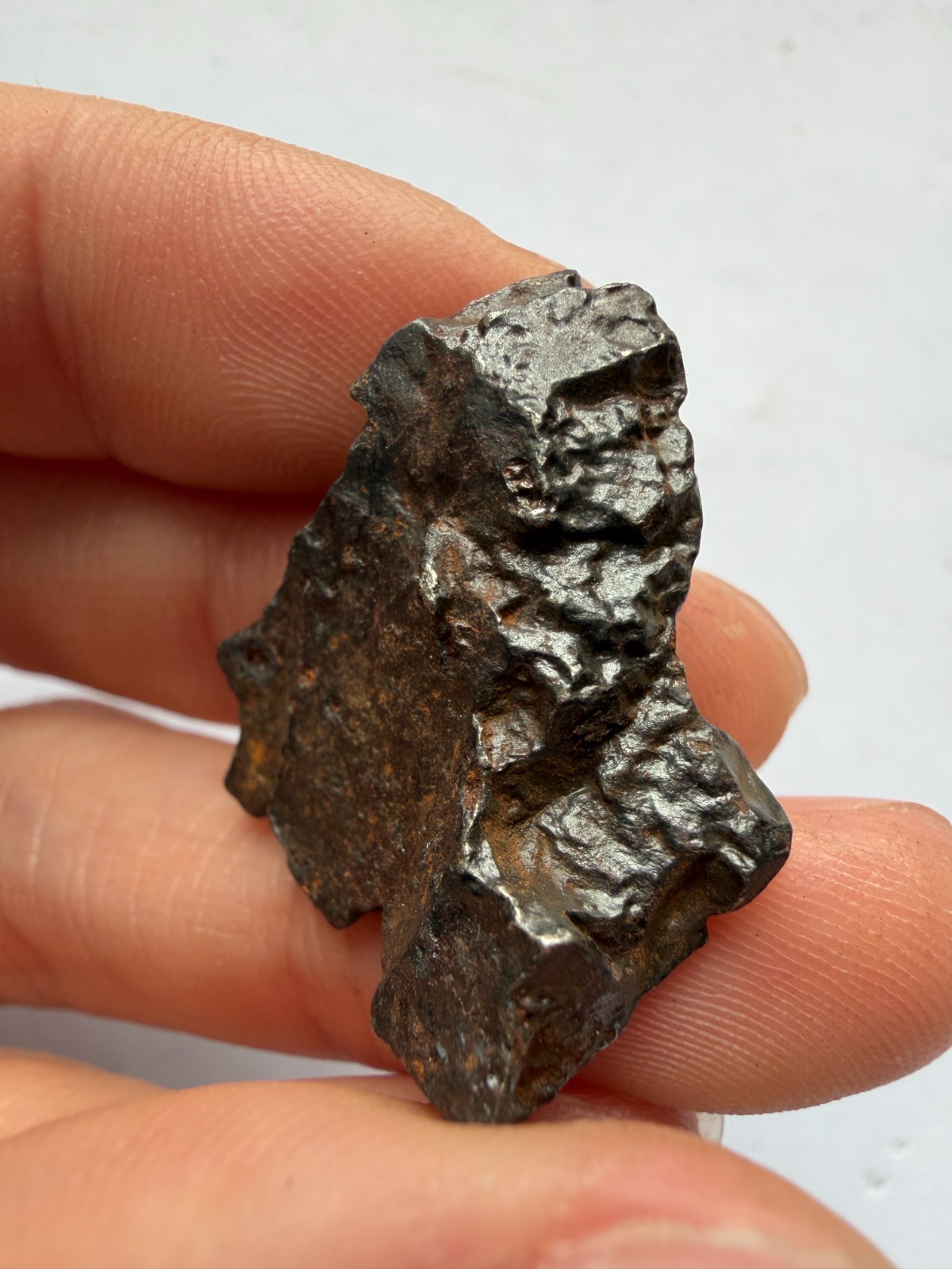 Sikhote-Alin Iron Meteorite 13.8g with Exemplary Regmaglypts Small Impact Crater
