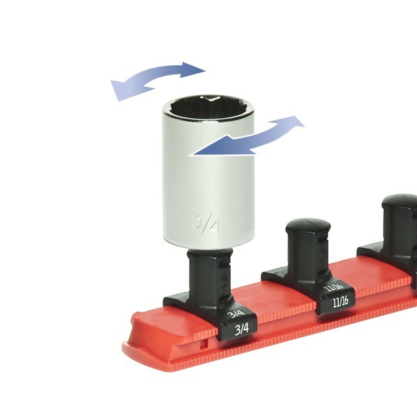 Ernst 8402 1/2" Drive DURA-PRO Twist Lock Socket Organizer Rail RED