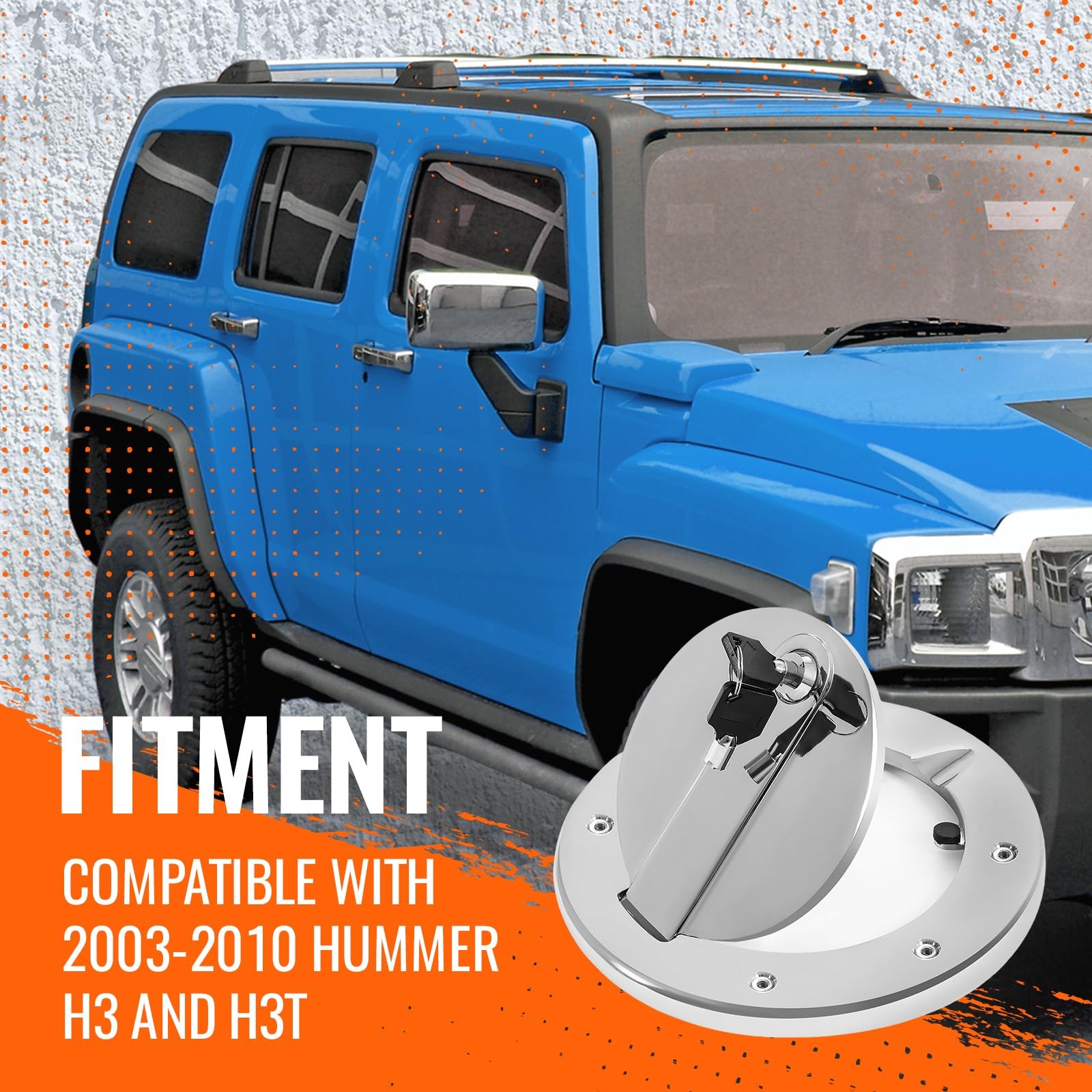 HECASA Locking Fuel Door Compatible with 2003-2010 Hummer H3 and H3T Gas Cap