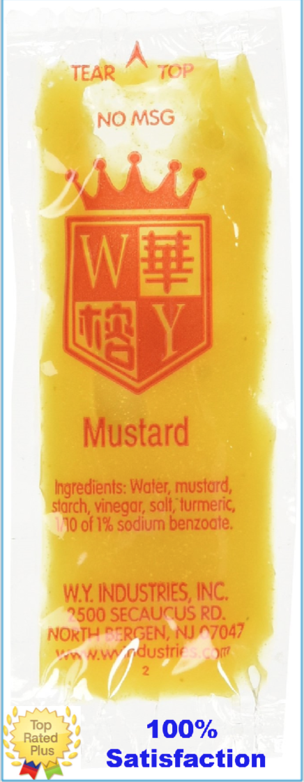 CHINESE HOT MUSTARD SAUCE INDIVIDUAL PACKETS , WY BRAND HOT MUSTARD SAUCE