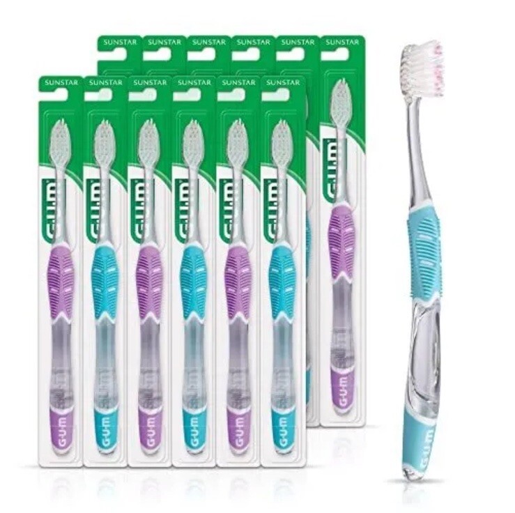 12 Pack GUM 527 Technique Deep Clean Toothbrush Compact Head Sensitive Bristles