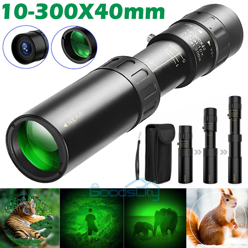 10-300X40mm Zoom HD Military Powerful Monocular Handheld Optics Telescope+Case