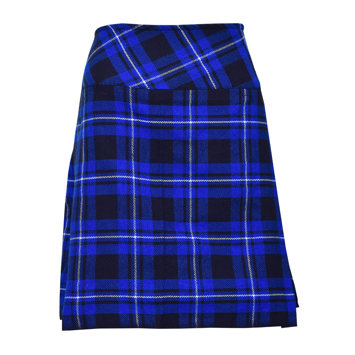 Ladies Knee Length Kilt Skirt 20" Length Tartan Pleated Kilts - Blue Tartan