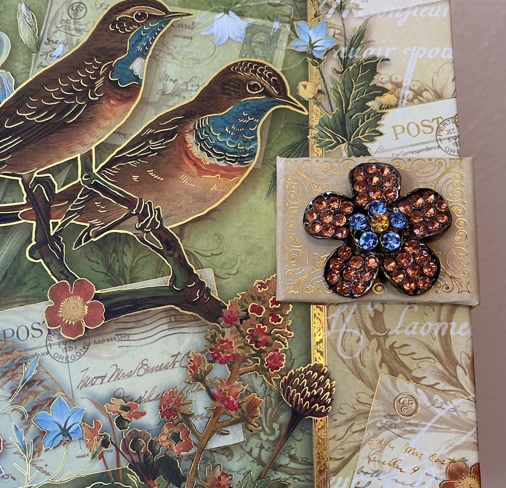 Punch Studio Boutique Brooch Journal Bluethroat Bird & Postcards Diary Notebook