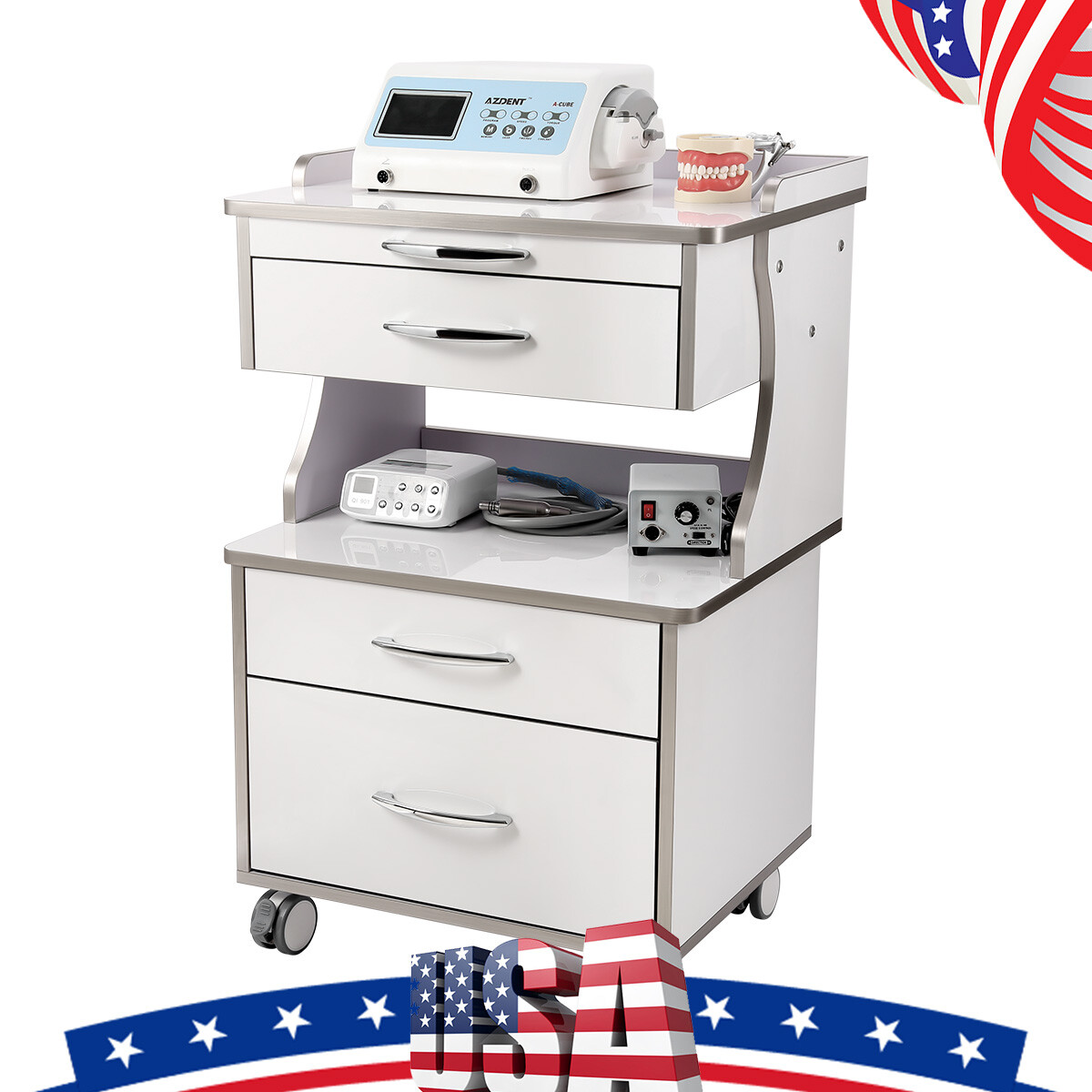 Dental Medical Mobile Cart Trolley /Rolling Cabinet Cart with Drawers Office
