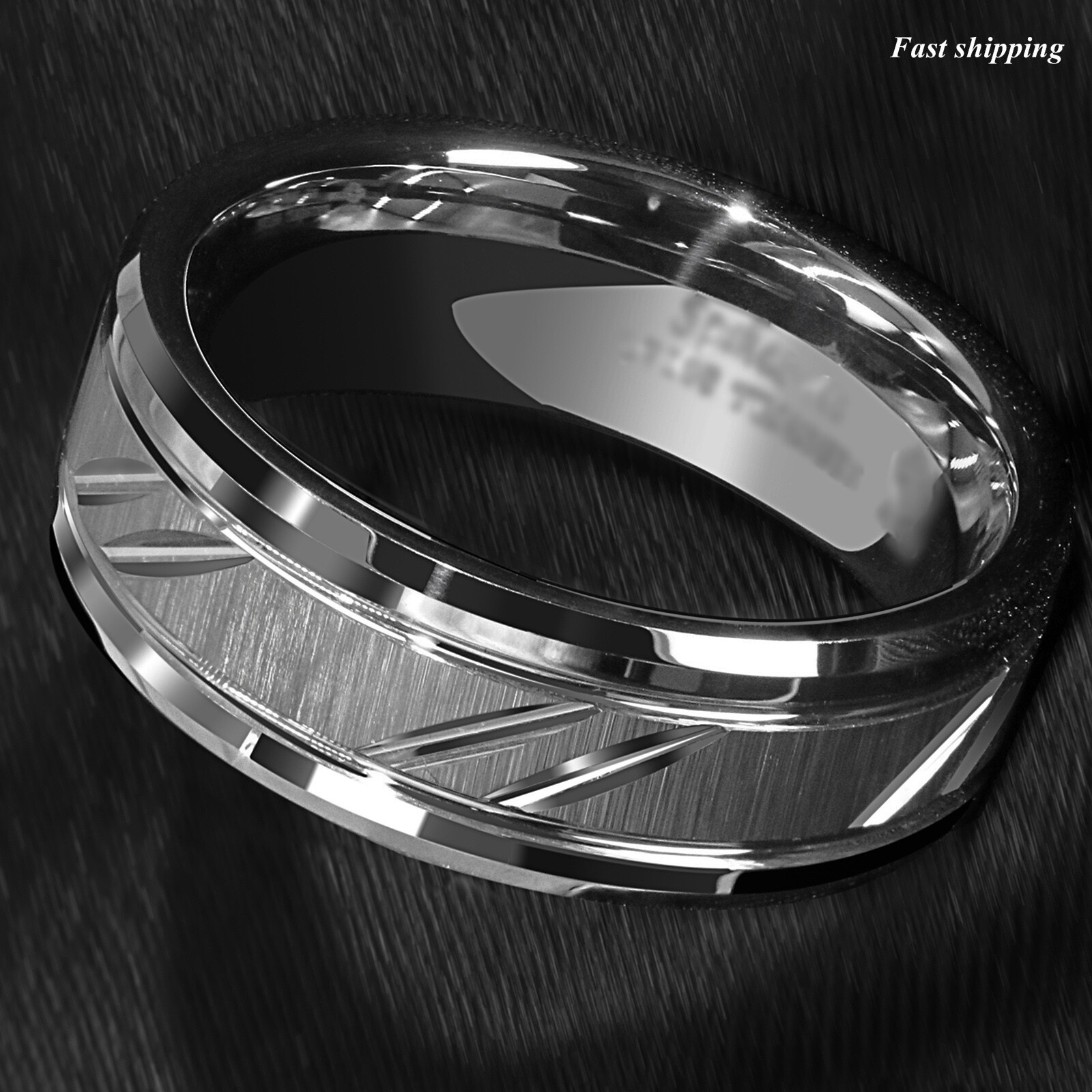 8/6mm Tungsten Carbide Ring Silver leaf New Brushed Style Bridal ATOP Jewelry