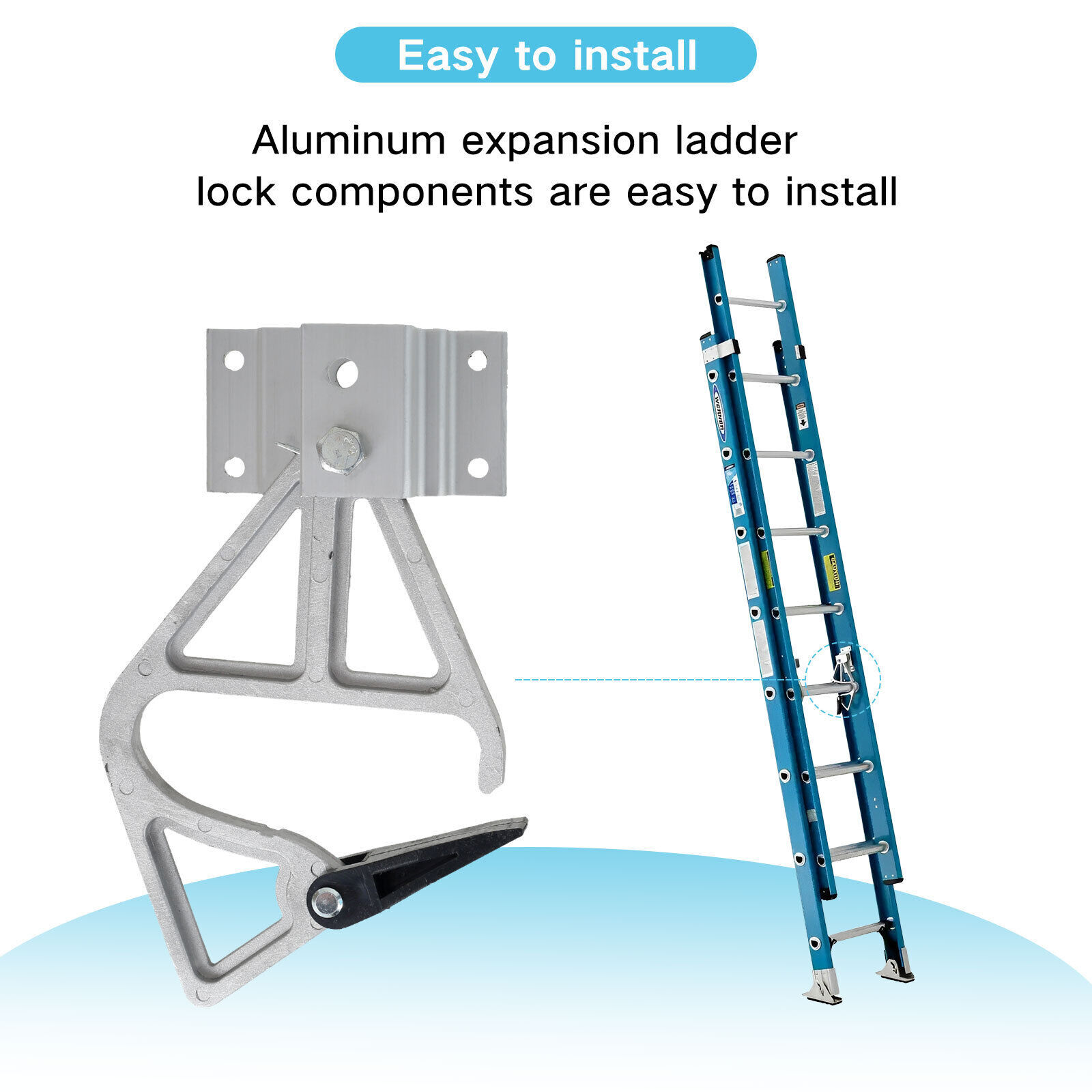 2Pcs Extension Ladder Locks Aluminum Alloy Rung Lock Kit Sturdy Ladder Parts