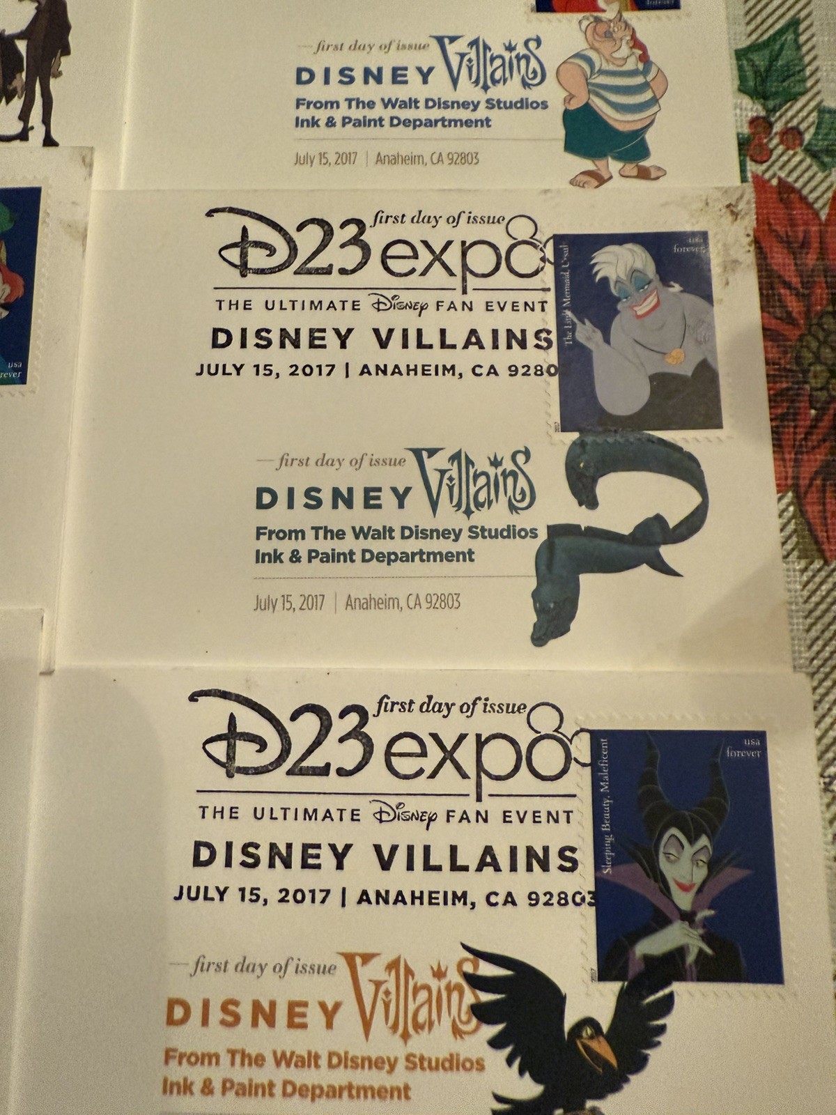 US Forever Stamps Disney Villains (set of 10) 2017 D23 Expo 1st day of issue