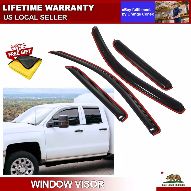 In-channel Window Visor for 2014-2018 Chevy Silverado & GMC Sierra Extended Cab
