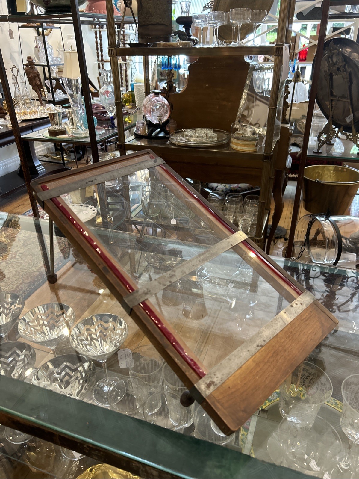 Antique Photo Negative Retouching Easel Photography Wood Glass