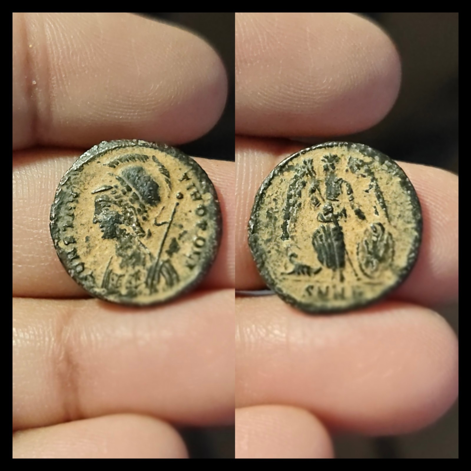 Constantine I Commemorative series, c. 330-354. Æ Nike SHANI Helmeted Roman Coin