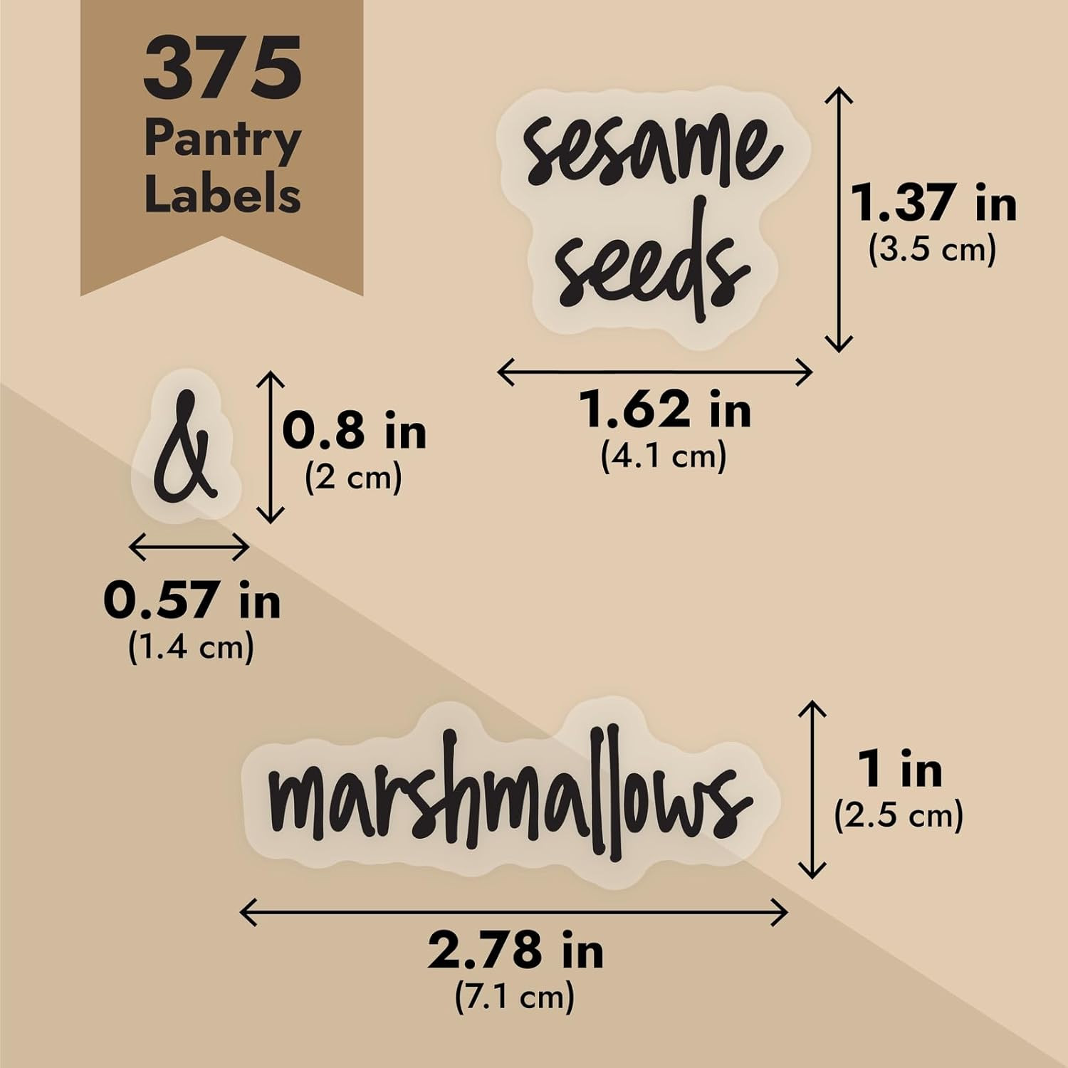 Pantry Labels for Containers - 375 PC Clear Vinyl Black Script - Peel & Stick Fo