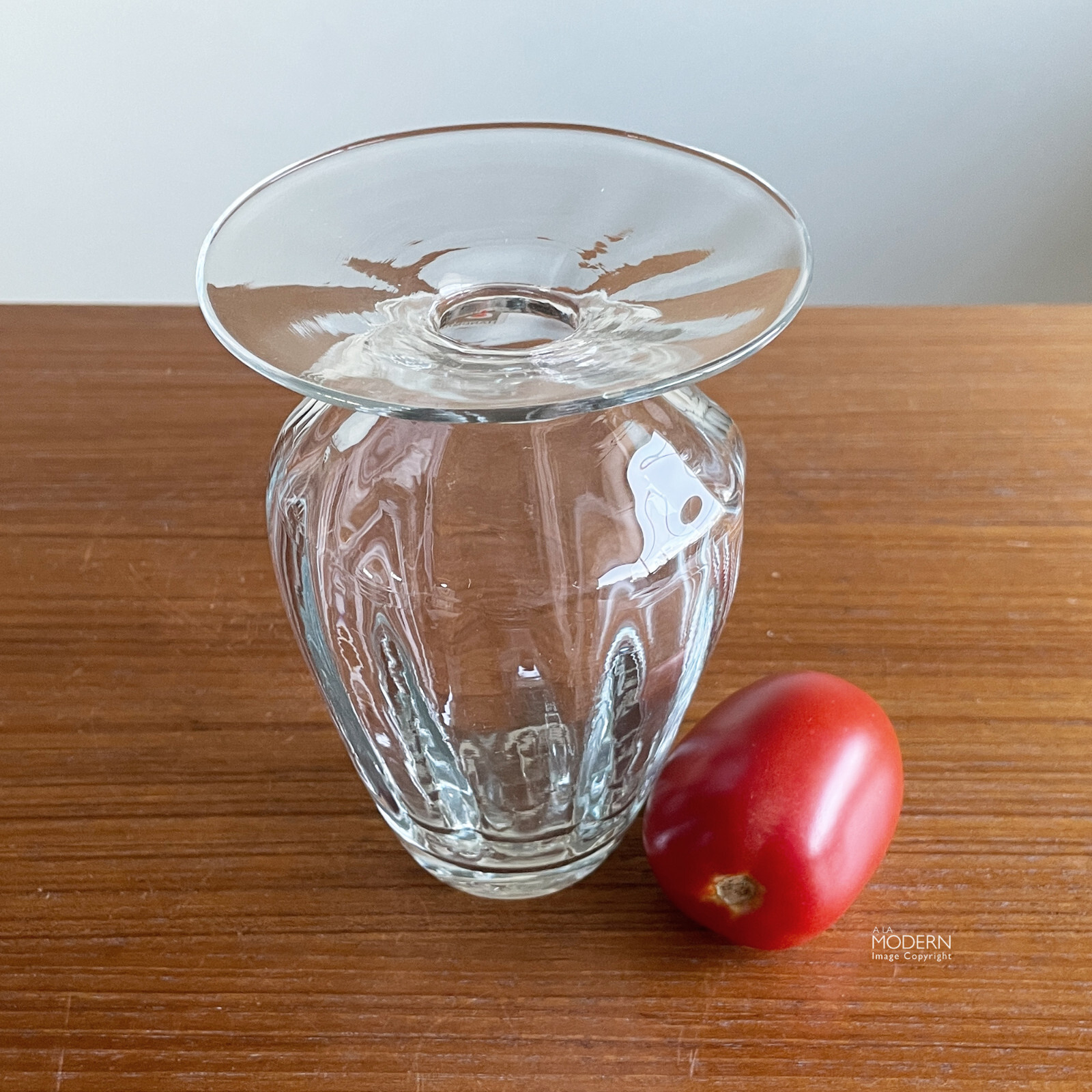 Blenko Glass Orchid Clear Glass No. 9543 Modern 6" Vase w/ Sticker