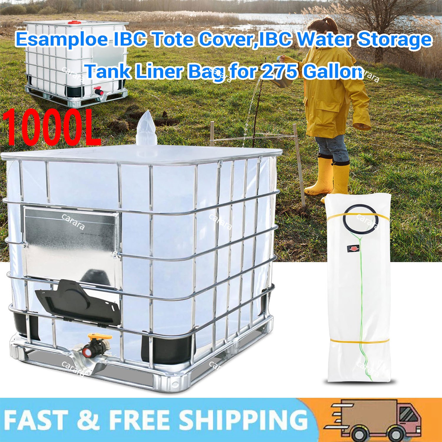 IBC Tote Cove 275 Gallon IBC Water Storage Barrel Liner Bags1000 Liter Rain ....