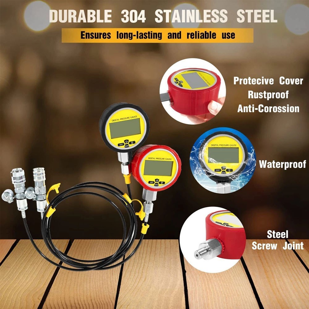 70M Digital Hydraulic Pressure Test Kit-2 Gauge 11 Coupling 2 Hose for Excavator