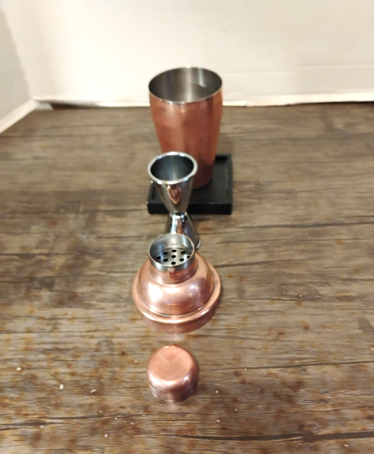 Solid Copper Miniature Personalized Cocktail Shaker w/Shot Glass & Carry Pouch