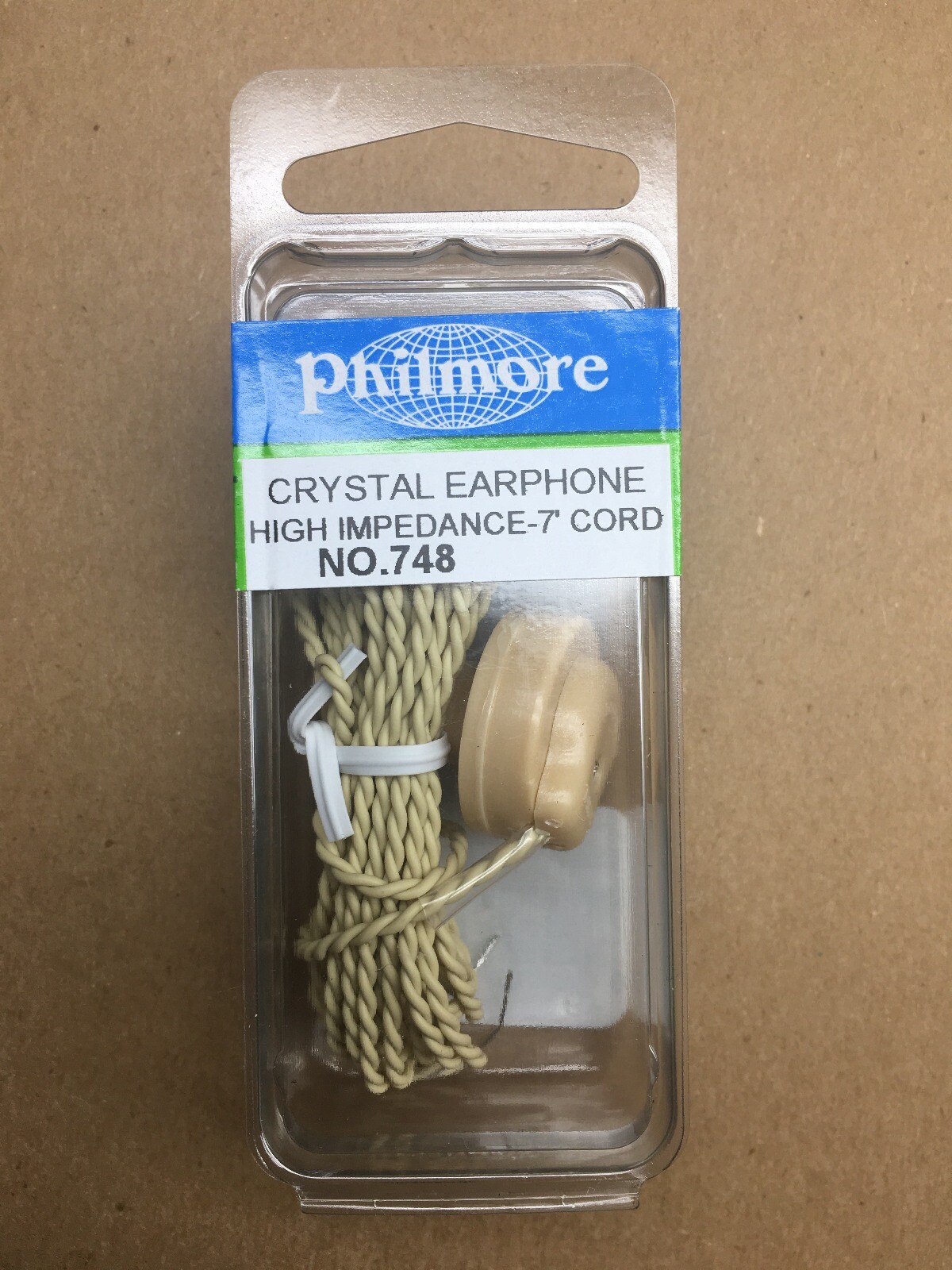 NEW Philmore Crystal Radio High Impedance Earphone Bare Stripped Tinned 7ft Wire