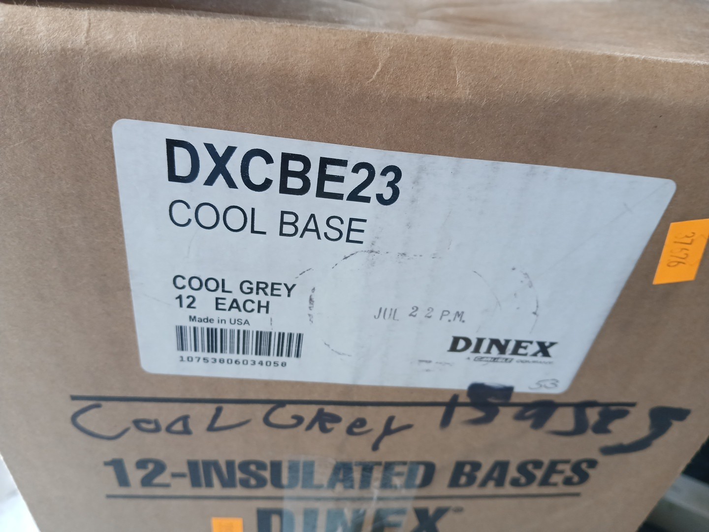 Dinex Insulated Base, Cool, 9 in. dia., Gray, PK12 BOX OF 12