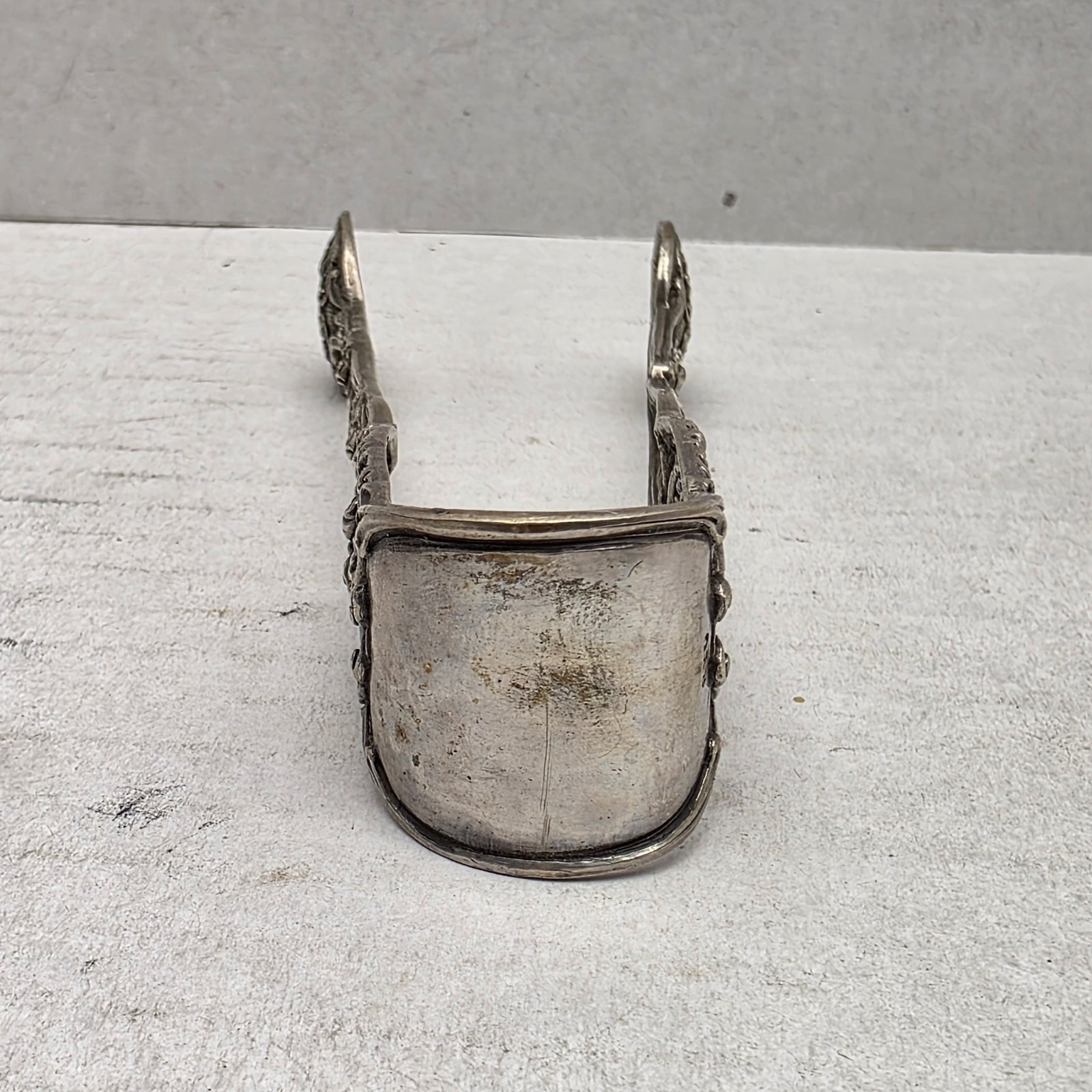 Antique German 830 Silver Sugar Tongs - Ornate Hildesheimer Rose Pattern - 4"