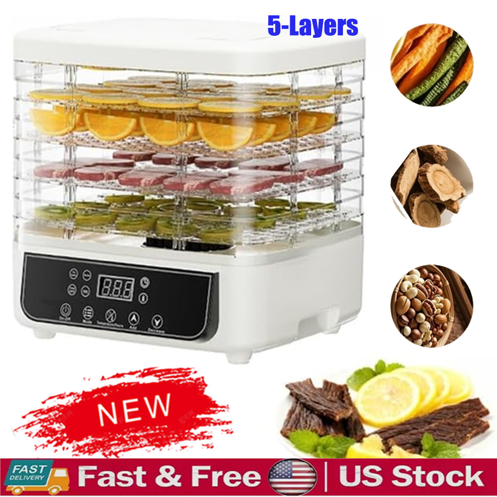 5-Trays Food Dehydrator Machine for Jerky/Fruit/Vegetable Adjustable Temperature