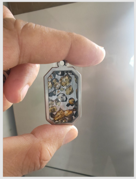 Pallasite meteorite pendant ,Brenham meteorite Necklace QB343