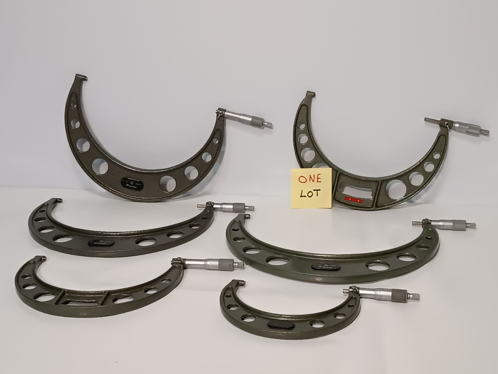 Mitutoyo Outside Micrometer Set, 6 Sizes, 5" - 11" Overall Range, .0001" Grad