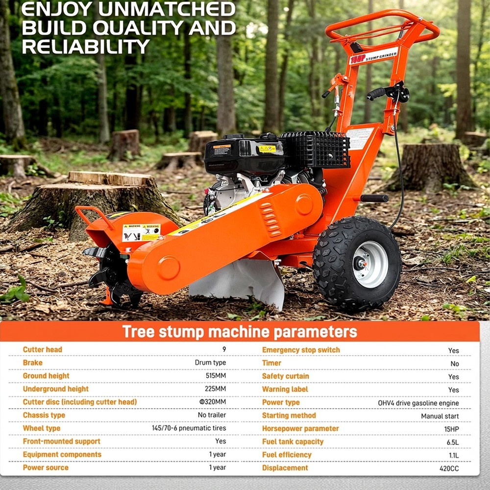 Brand New 420CC Stump Grinder 15'' Cutting Height/10'' Cutting Depth,B&S Engine