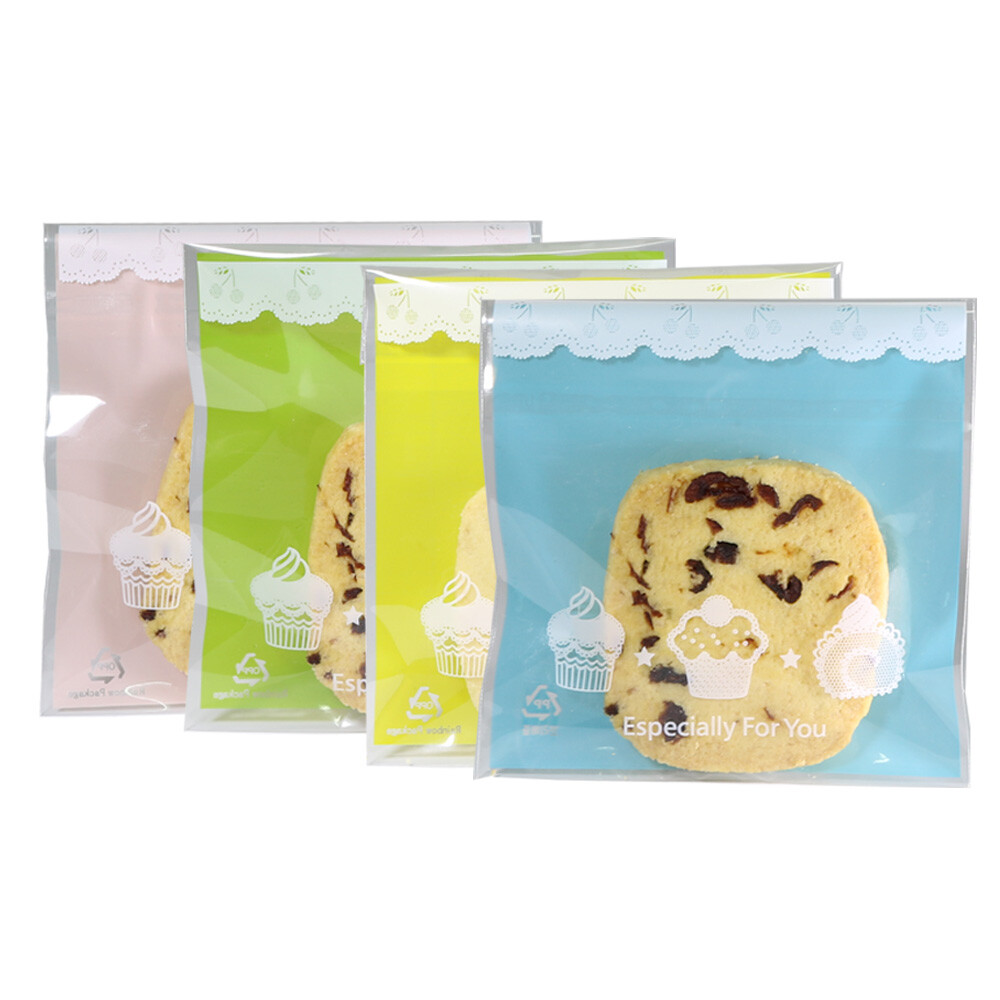 100PCS Self Adhesive Plastic Cookie Macaroon Cellophane Treat Packaging Bags