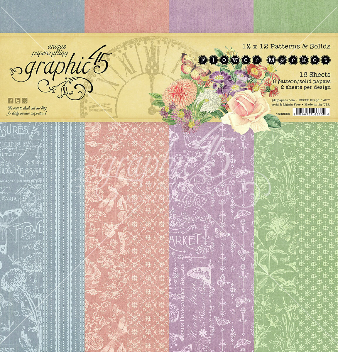 GRAPHIC 45 *FLOWER MARKET* COMPLETE COLLECTION PACKAGE BUNDLE CALENDAR GORGEOUS