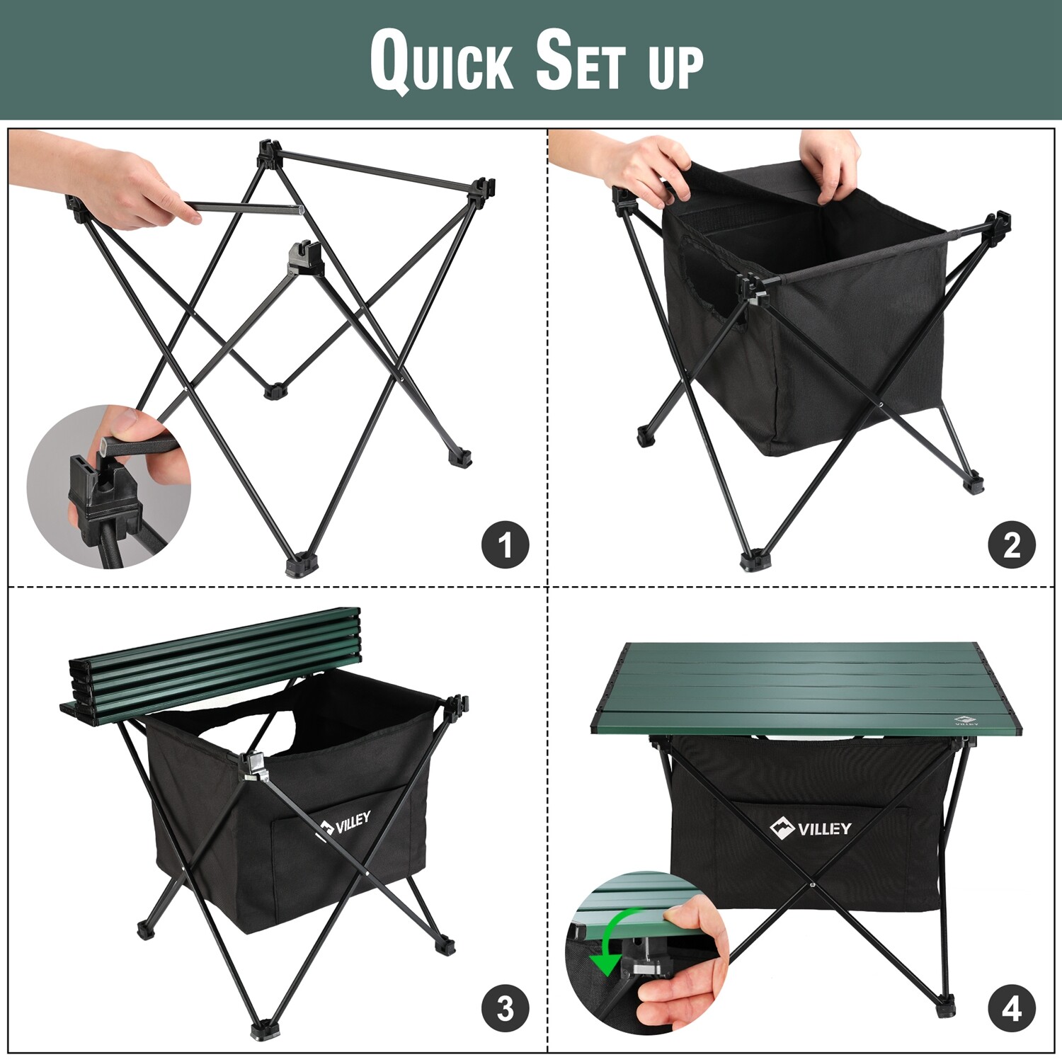 VILLEY 19" Camping Side Table w/Carrybag Ultralight Aluminum Folding Beach Table