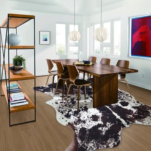 Cow Hide Rug 4.6x5.2 ft Cowhide Rugs for M ( 4.6X5.2 ft ) Reddish Brown Cowhide