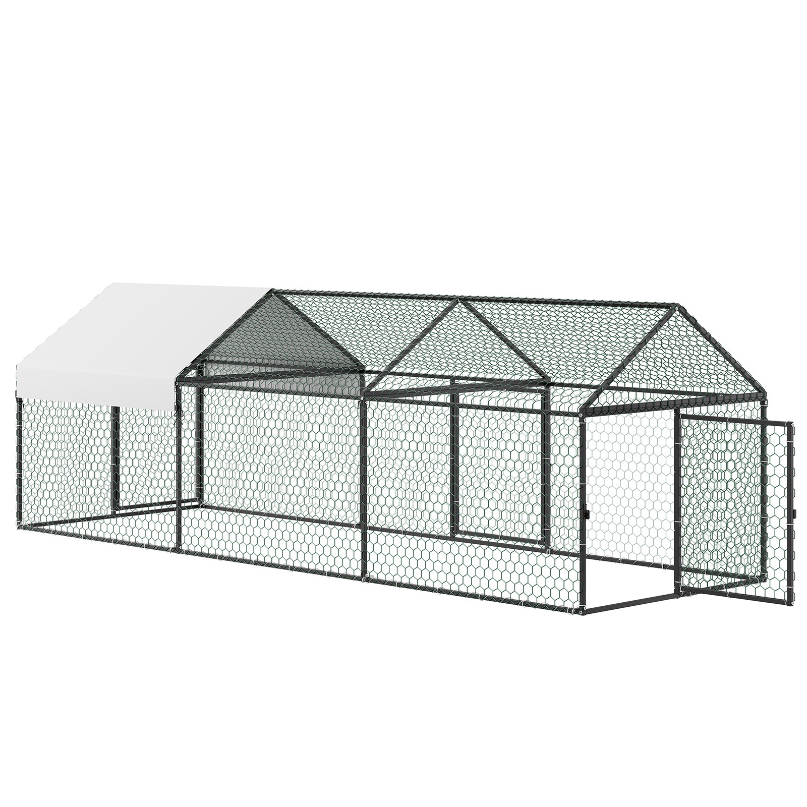 Uimoso Metal Chicken Coop with Cover for 6-8 Chickens,3.3x9.8x3.3ft Poultry Cage