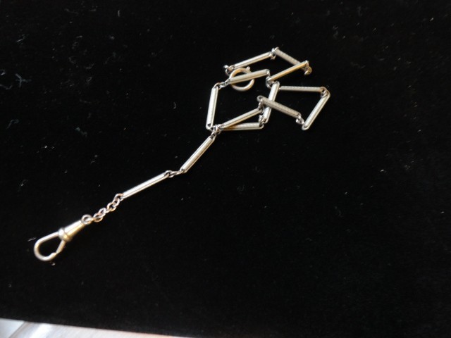 Art Deco Numium Cable Bar Link Pocket Watch Chain 12in Unique