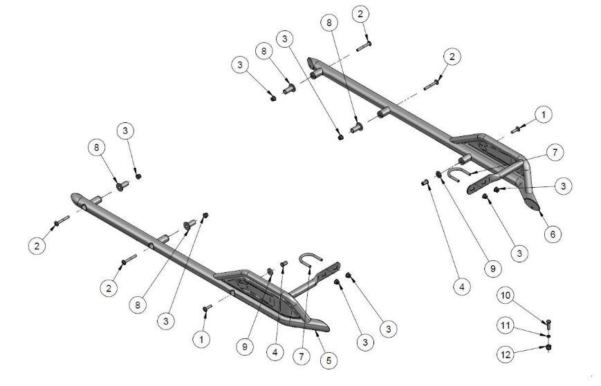 2024-2025 Genuine Kawasaki RIDGE Nerf Bar Set 99994-1790