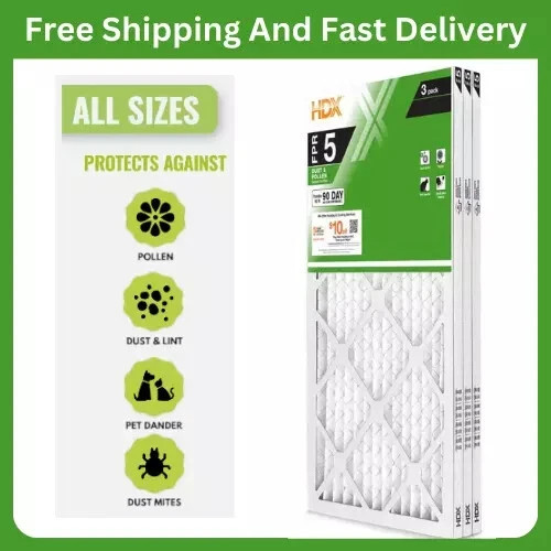 Pleated Air Filters Replacement For Furnace. AC HVAC MERV 8 FPR 5 3-Pack