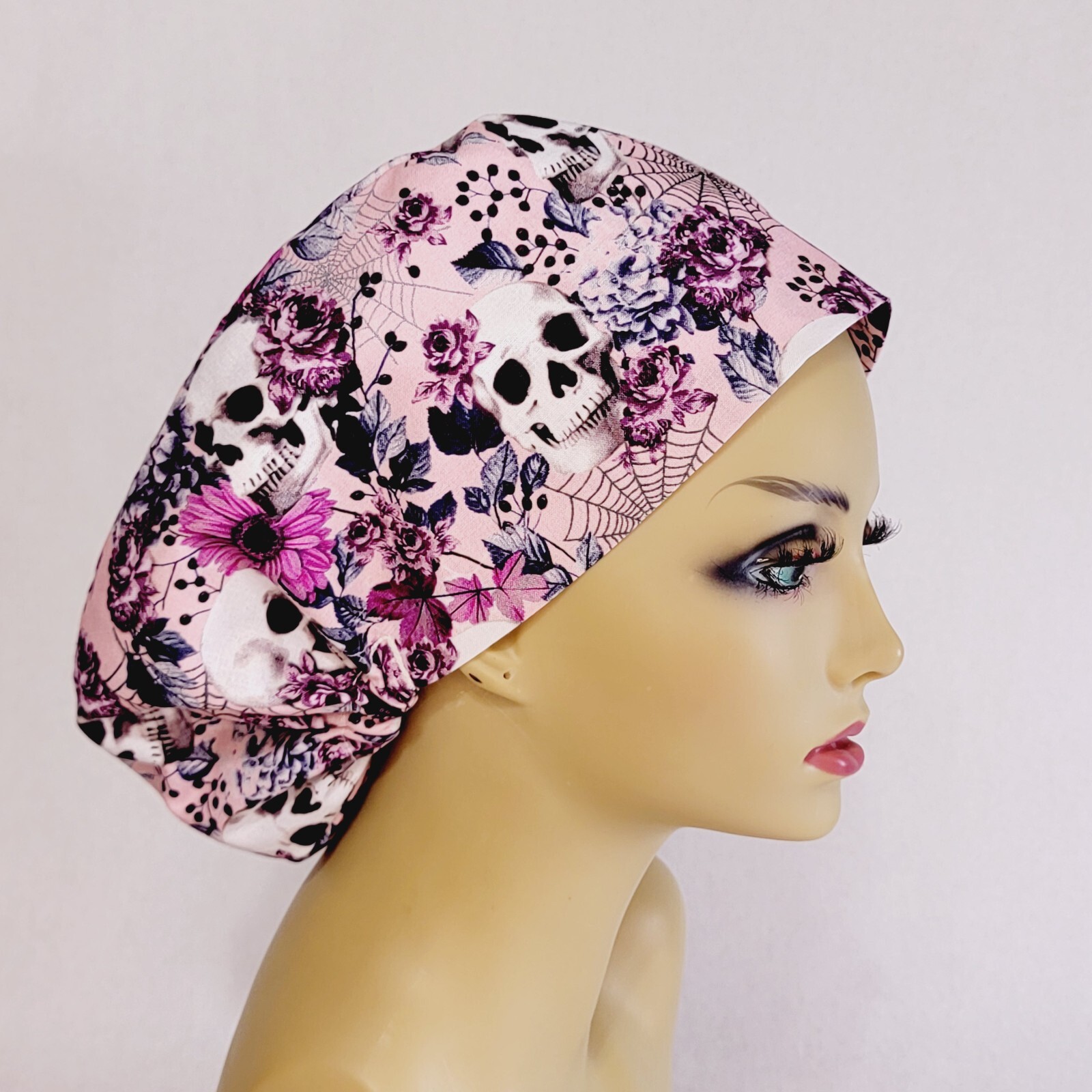 Halloween, Skull, Women Scrub Hat, Surgical Cap, Nurses Hat, Medical USA Made
