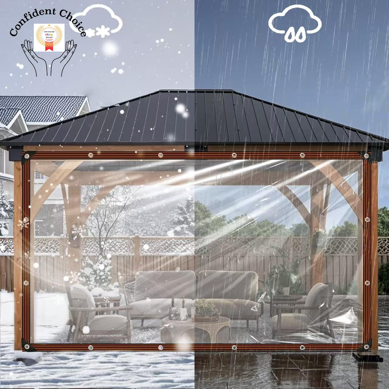 Clear Tarps Heavy Duty Waterproof - 8X10Ft Clear Plastic Tarp with Grommets Tran